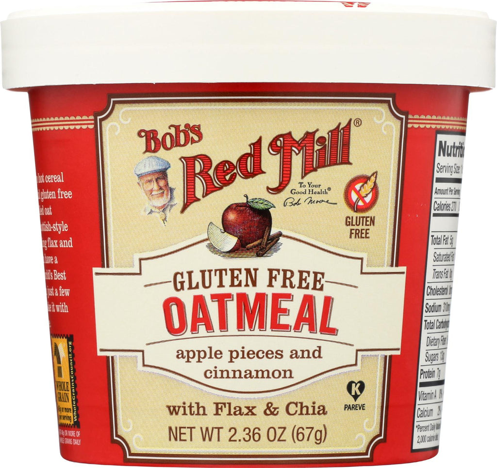 Bob's Red Mill Gluten Free Oatmeal Cup, Apple And Cinnamon - 2.36 Oz - Case Of 12