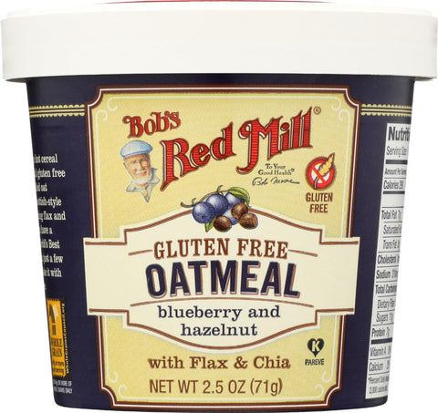 Bob's Red Mill Gluten Free Oatmeal Cup, Blueberry And Hazelnut - 2.5 Oz - Case Of 12