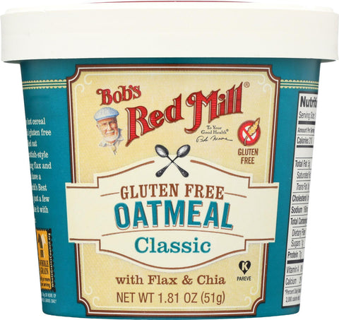 Bob's Red Mill Gluten Free Oatmeal Cup, Classic With Flax-chia - 1.81 Oz - Case Of 12