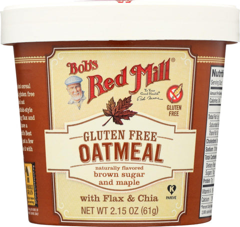 Bob's Red Mill Gluten Free Oatmeal Cup, Brown Sugar And Maple - 2.15 Oz - Case Of 12