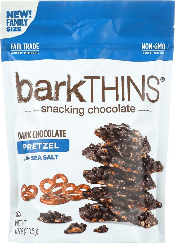 Bark Thins Snacking Dark Chocolate Pretzel - Sea Salt - Case Of 9 - 10 Oz.