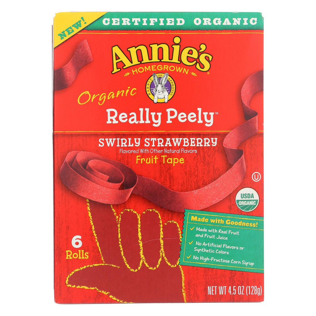 Annie's Homegrown Organic Swirly Strawberry Really Peely Fruit Tape - Case Of 12 - 4.5 Oz.