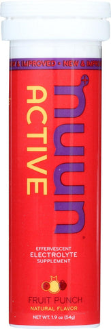 Nuun Hydration Drink Tab - Active - Fruit Punch - 10 Tablets - Case Of 8