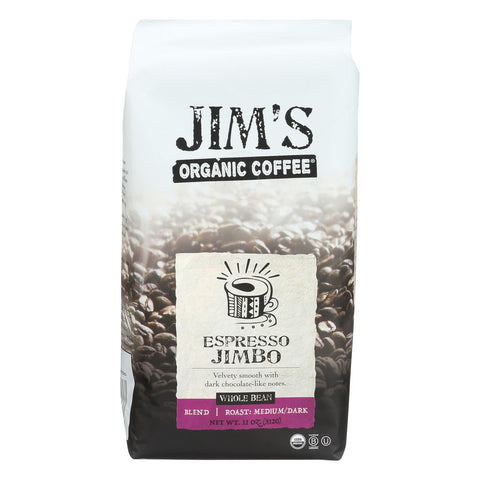 Jim's Organic Coffee - Whole Bean - Espresso Jimbo - Case Of 6 - 11 Oz.