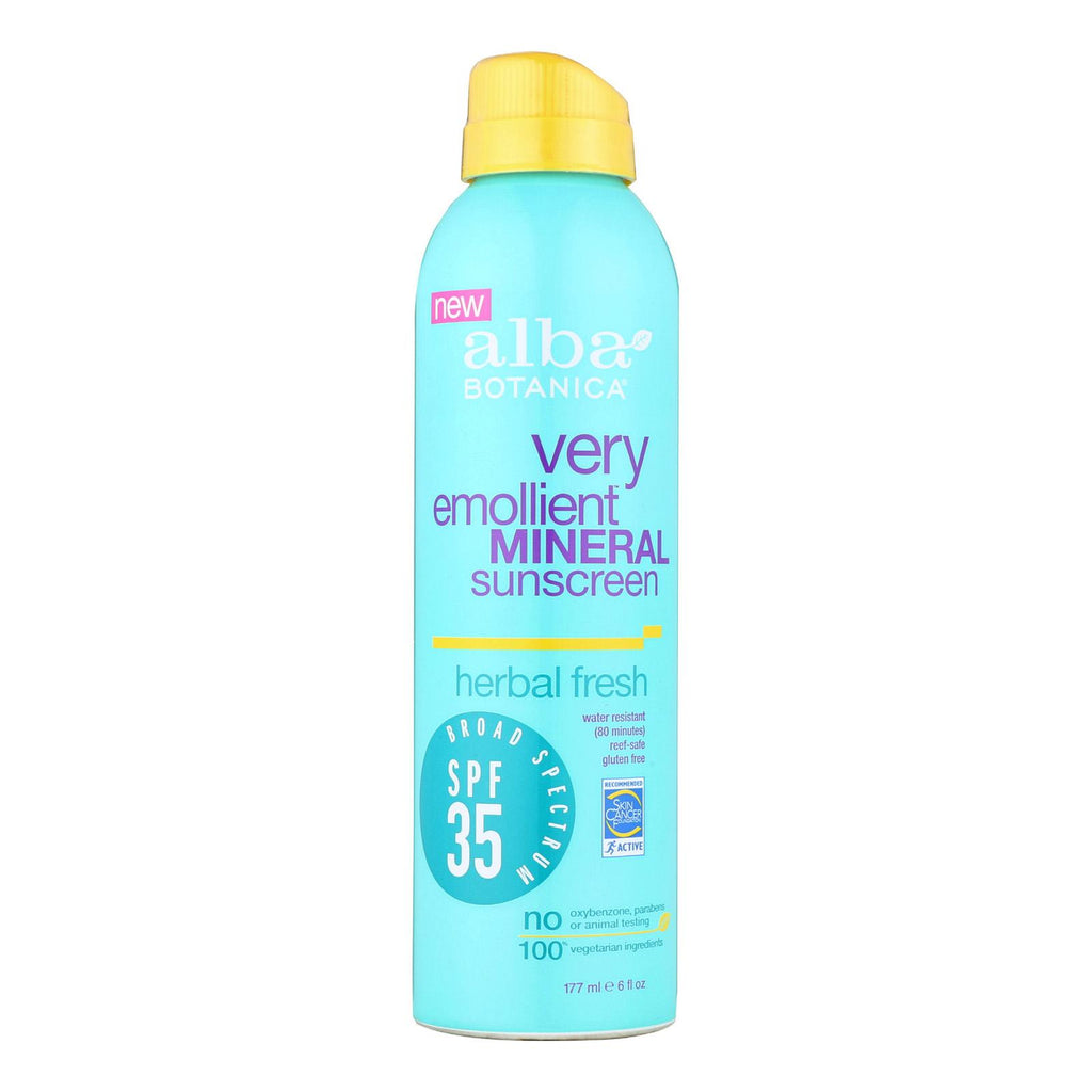 Alba Botanica Very Emollient Mineral Sunscreen - Herbal Fresh - Case Of 1 - 6 Oz.