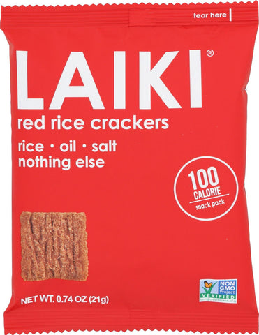 Laiki Red Rice Crackers - Case Of 12 - 0.74 Oz.