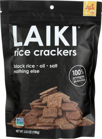 Laiki Rice Crackers - Black - Case Of 8 - 3.5 Oz.