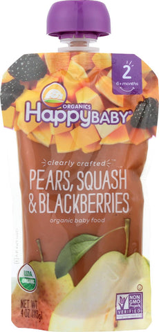 Happy Baby Happy Baby Clearly Crafted - Pears, Squash And Blackberries - Case Of 16 - 4 Oz.