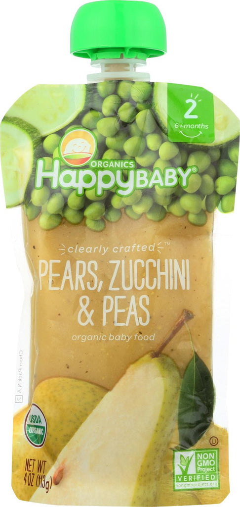 Happy Baby Happy Baby Clearly Crafted - Pears, Zucchini And Peas - Case Of 16 - 4 Oz.