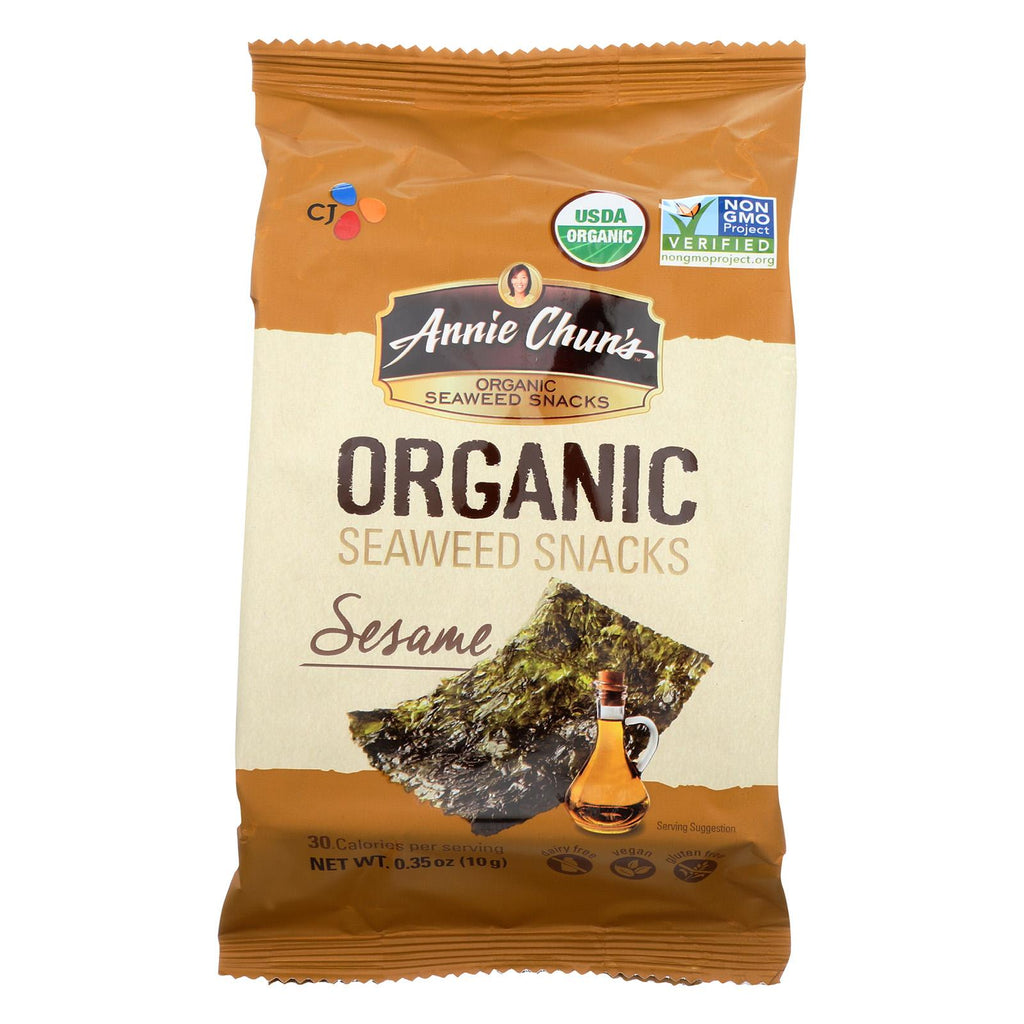 Annie Chun's Organic Seaweed Snacks Sesame - Case Of 12 - 0.35 Oz.