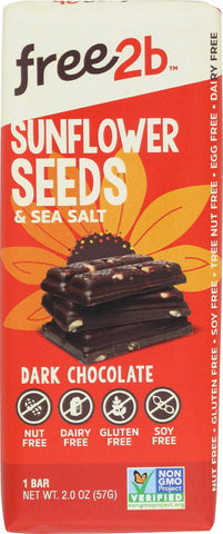 Free 2 B Sunflower Sea Salt - Dark Chocolate - Case Of 10 - 2 Oz.