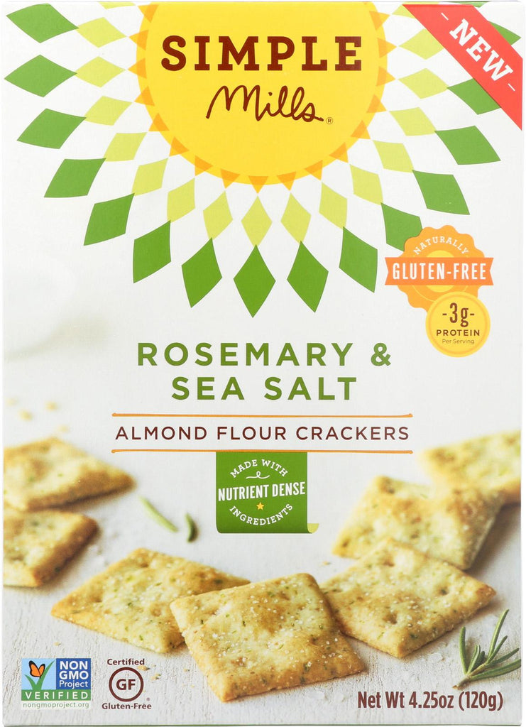 Simple Mills Rosemary And Sea Salt Almond Flour Crackers - Case Of 6 - 4.25 Oz.