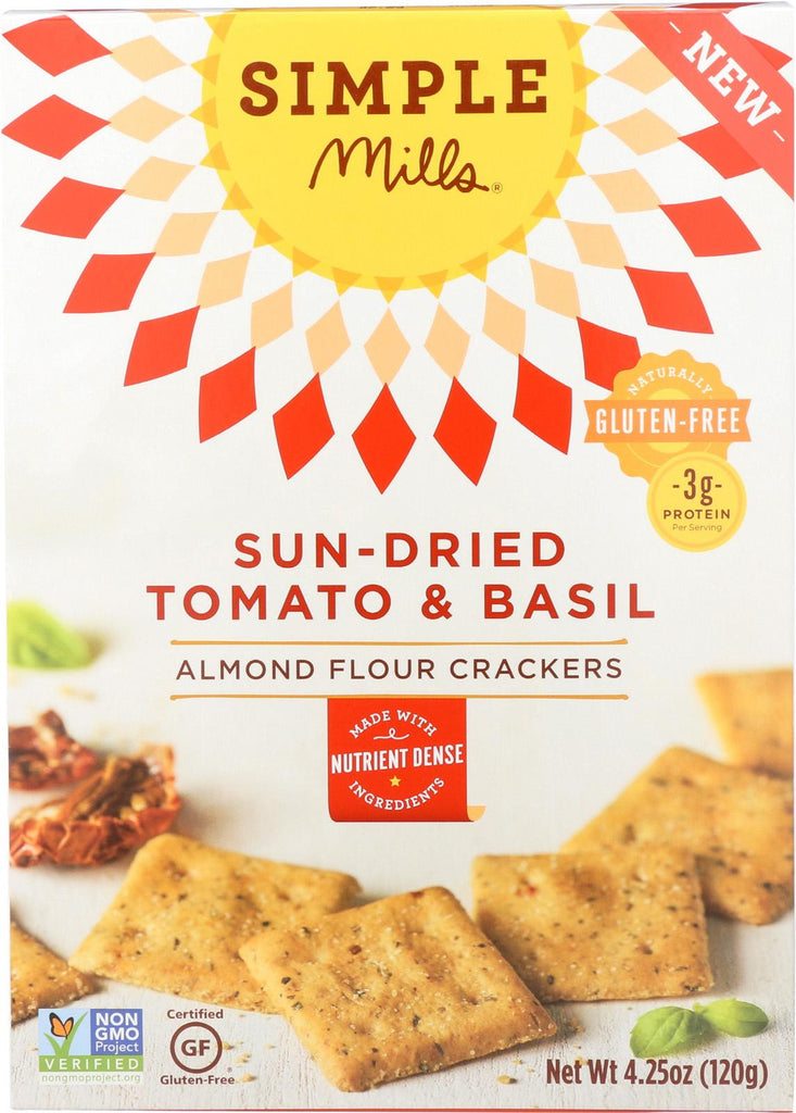 Simple Mills Sun Dried Tomato And Basil Almond Flour Crackers - Case Of 6 - 4.25 Oz.