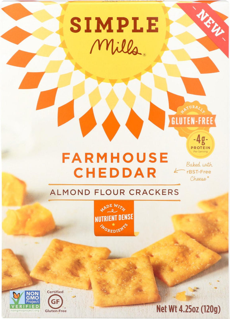 Simple Mills Farmhouse Cheddar Almond Flour Crackers - Case Of 6 - 4.25 Oz.