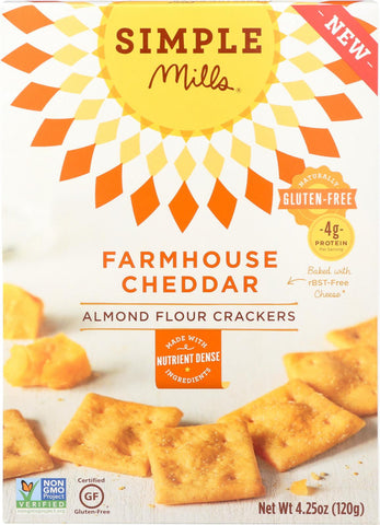 Simple Mills Farmhouse Cheddar Almond Flour Crackers - Case Of 6 - 4.25 Oz.