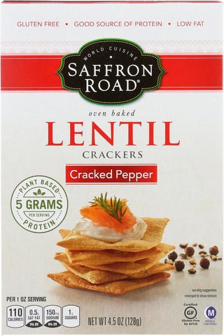 Saffron Road Lentil Chips - Cracked Pepper - Case Of 6 - 4.5 Oz.