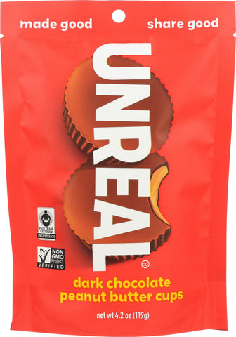 Unreal Cups - Dark Chocolate Peanut Butter - Case Of 6 - 4 Oz.