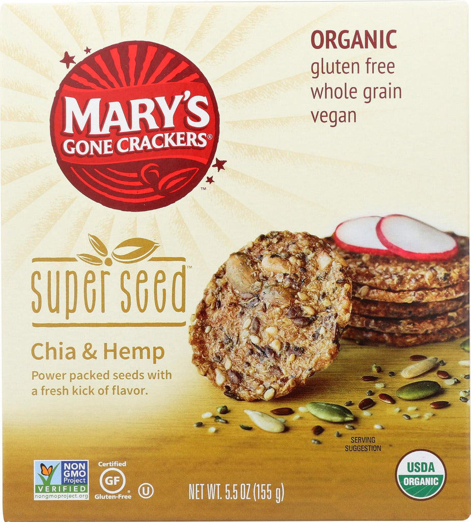 Mary's Gone Crackers Super Seed- China And Hemp - Case Of 6 - 5.5 Oz.