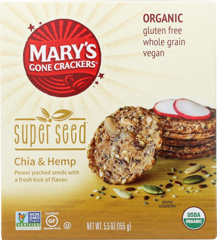 Mary's Gone Crackers Super Seed- China And Hemp - Case Of 6 - 5.5 Oz.