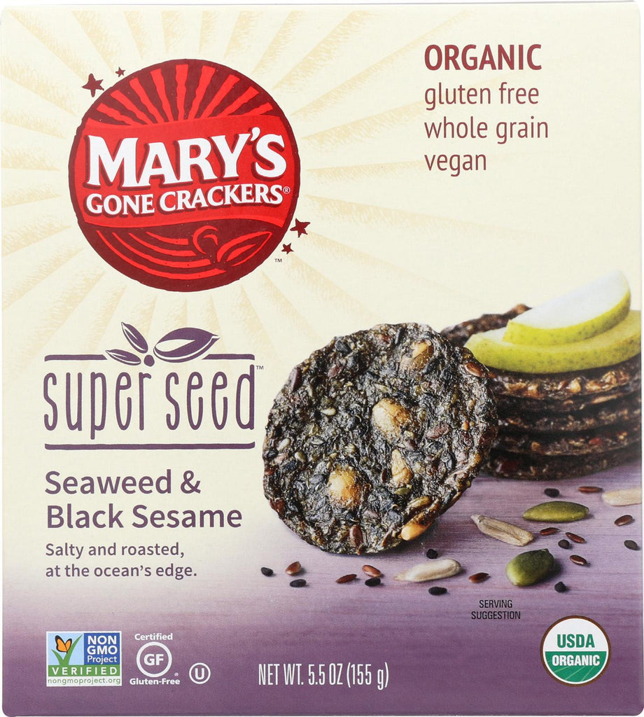 Mary's Gone Crackers Super Seed - Seaweed And Black Seaseem - Case Of 6 - 5.5 Oz.