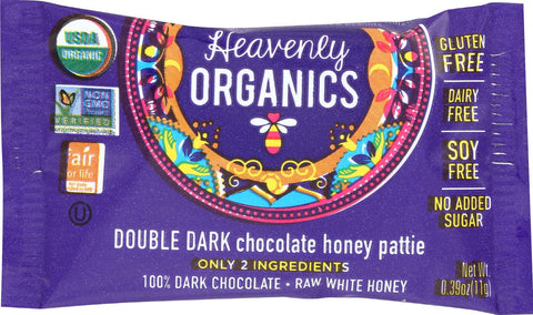 Heavenly Organics Heavenly Organics Chocolate Honey Patties - Double Dark - Case Of 40 - 0.39 Oz.