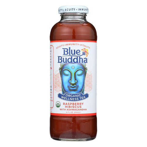 Blue Buddha Organic Wellness Tea - Raspberry Hibiscus With Ashwagandha - Case Of 12 - 14 Oz.