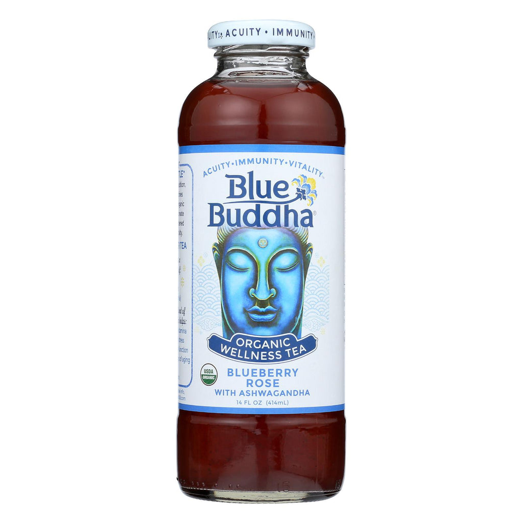 Blue Buddha Organic Wellness Tea - Blueberry Rose With Ashwagandha - Case Of 12 - 14 Oz.