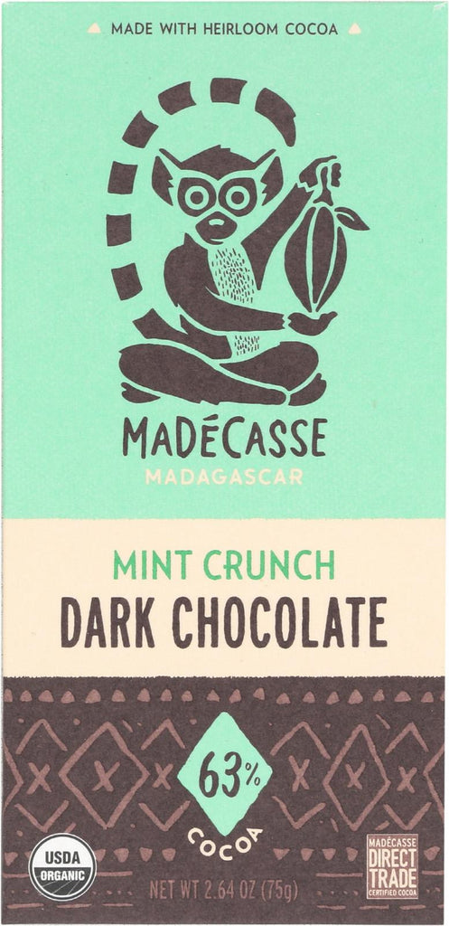 Madecasse Organic Chocolate - Mint Crunch - Case Of 10 - 2.64 Oz.