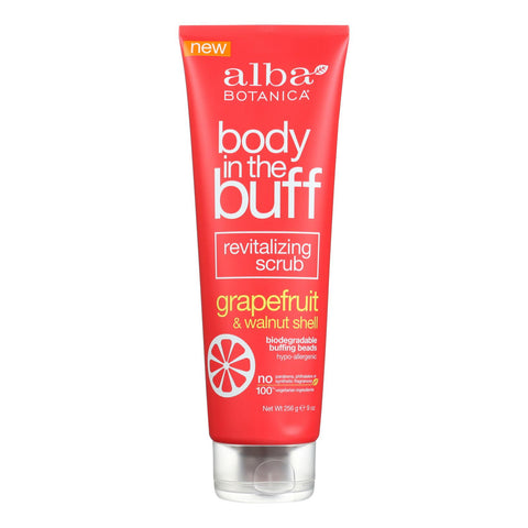 Alba Botanica Body In The Buff Scrub - Grapefruit And Walnut Shell - Case Of 1 - 9 Oz.